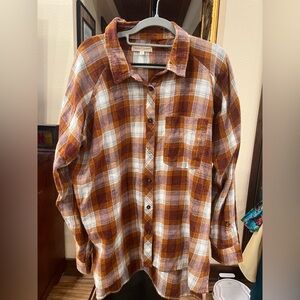 Gilded Intent Brown and White Plaid Shirt